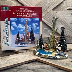 Retired Vintage 2000 Lemax "Nosey Squirrels" Village Collection Landscape Piece
